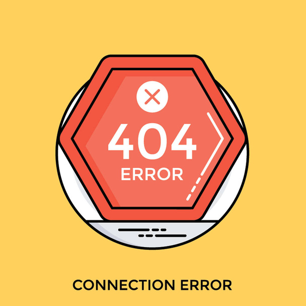 A hexagonal shape with 404 text in it, connection error  - Vector, Imagen