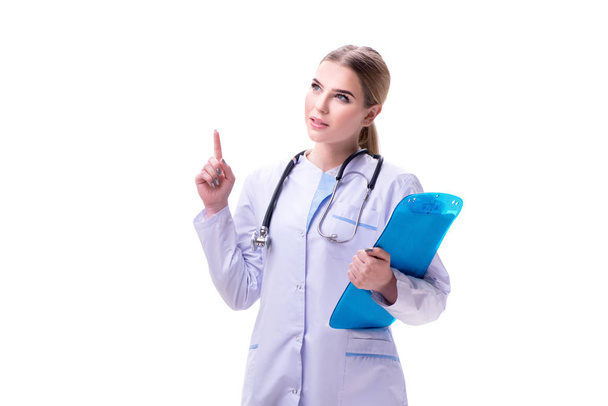 Jeune femme médecin isolé sur fond blanc - Photo, image