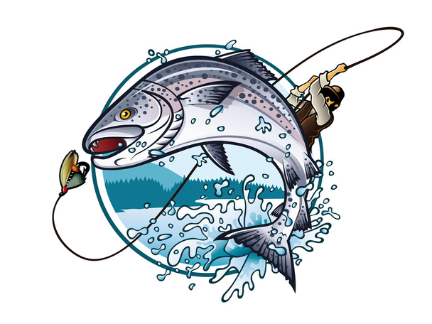 Pesca del salmone
 - Vettoriali, immagini