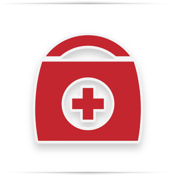 Κουτί πρώτων βοηθειών, ιατρική βοήθεια εικονίδιο στα κόκκινα και άσπρα χρώματα, εικονογράφηση. - Φωτογραφία, εικόνα