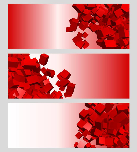 Abstract red website banner or header set with rectangles. - Photo, Image