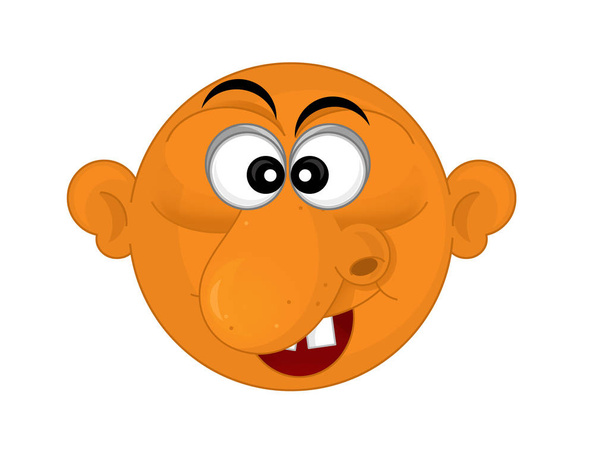 Orange cartoon scene with happy face expression on white background - Photo, Image