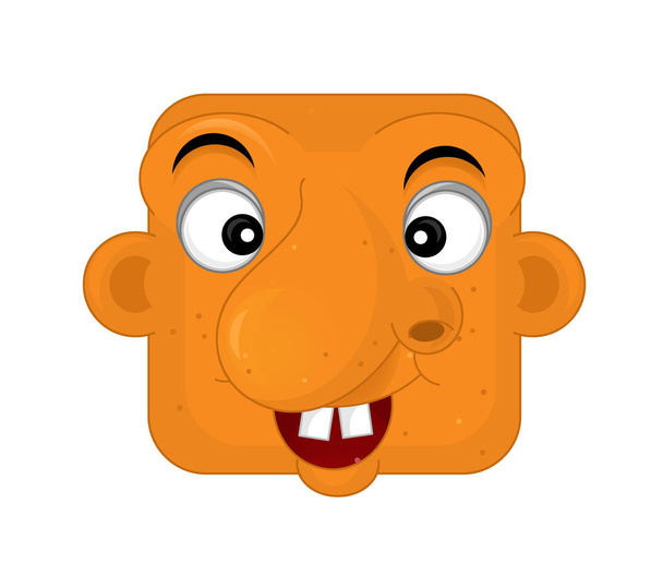 Πορτοκαλί γελοιογραφία σκηνή με αστείο πρόσωπο έκφρασης σε άσπρο φόντο - Φωτογραφία, εικόνα