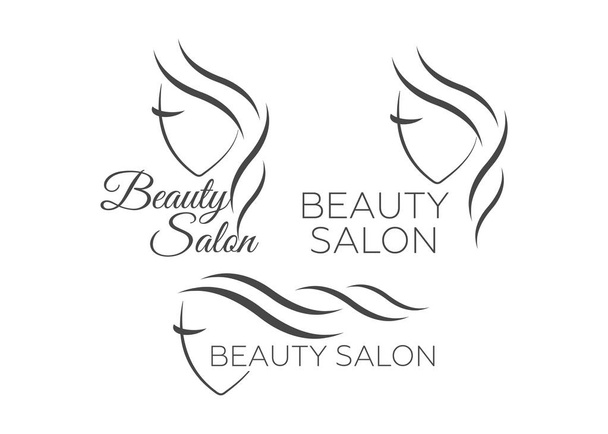 Mooie vrouw vector logo template voor kapsalon, schoonheidssalon, cosmetische procedures, spa centrum. Schoonheidslogo voor kapsalon - Vector, afbeelding