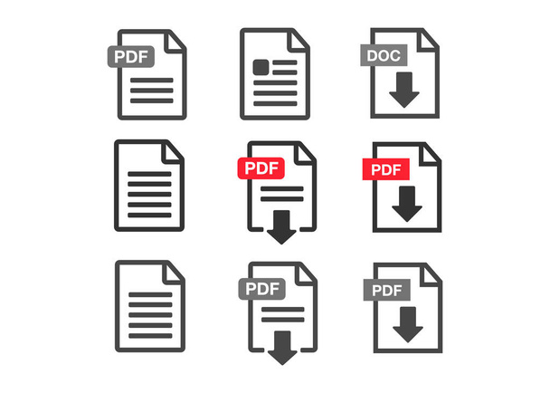 PDF Icon herunterladen. Datei-Download-Symbol. Dokument-Text, Symbol Web-Format Informationen - Vektor, Bild