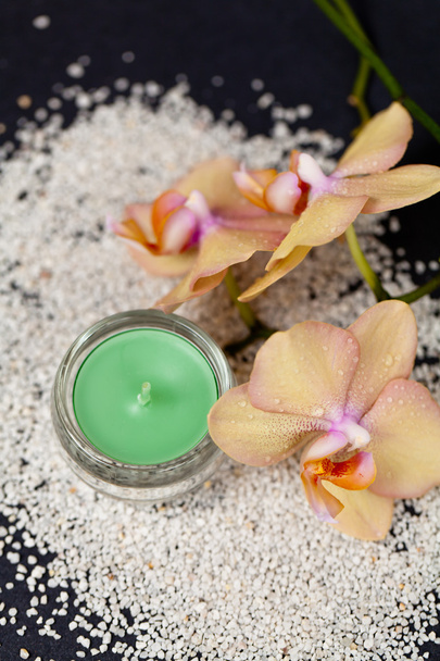 Candle and orchid - Foto, afbeelding