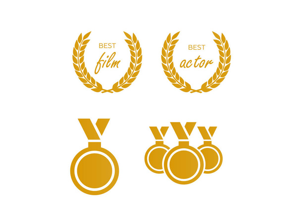 Vector circular emblemas ganadores. Conjunto de iconos de medalla vectorial y premio - Vector, imagen