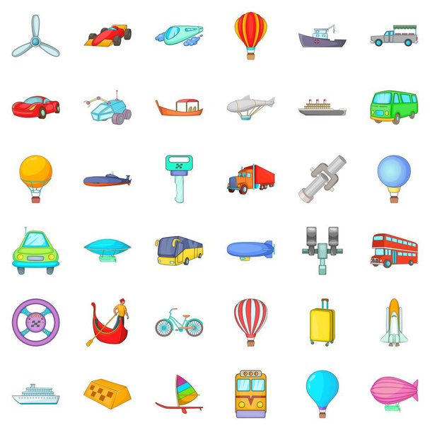 Set di icone di trasporto di lavoro, stile cartone animato
 - Vettoriali, immagini