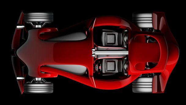 Piros sport autó. Nagy felbontású 3d render - Fotó, kép