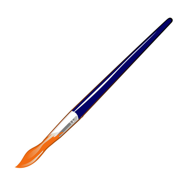 Brush with orange paint isolated on white background. Vector cartoon close-up illustration. - Vector, Image