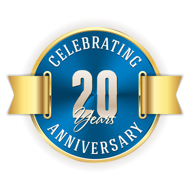 Célébration de 20 ans emblème rond anniversaire avec ruban
. - Vecteur, image
