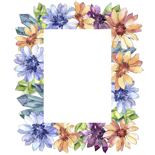 Colorful african daisy. Floral botanical flower.Frame border ornament square. - Fotó, kép
