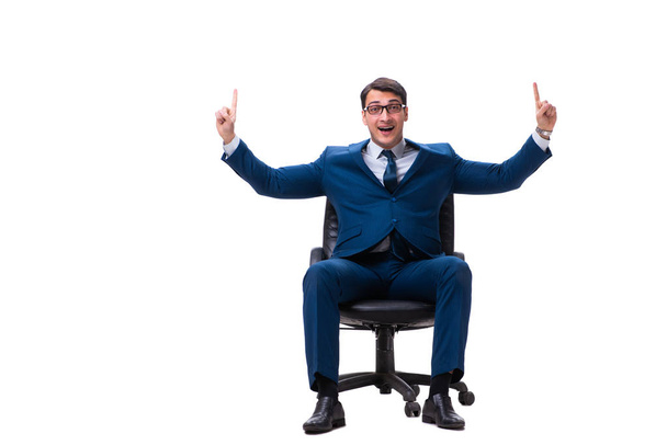 Empresário sentado na cadeira isolado em branco
 - Foto, Imagem