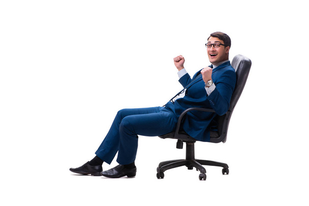 Podnikatel, sedí na židli, izolované na bílém - Fotografie, Obrázek