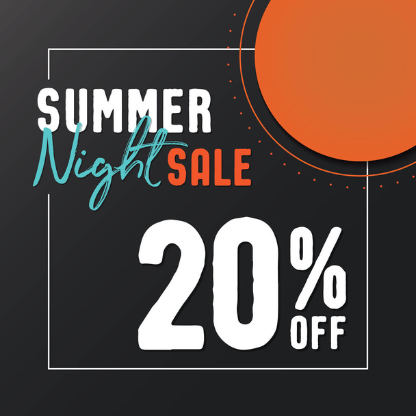 Summer Night Sale 20 por ciento de diseño de encabezado vectorial para banner o póster. Concepto de venta y descuentos
. - Vector, Imagen