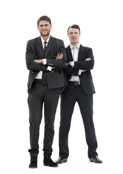 full growth.two business partners standing,isolated on white background. - Foto, afbeelding