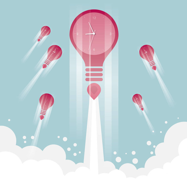 Big creative concept design, rocket launch. The background is blue. - Vector, Image
