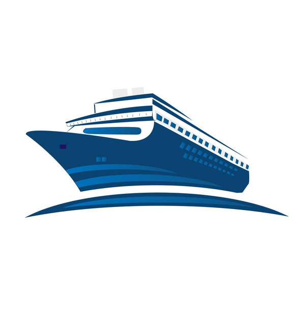 blaues Kreuzfahrtschiff, Symbol-Logo - Vektor, Bild