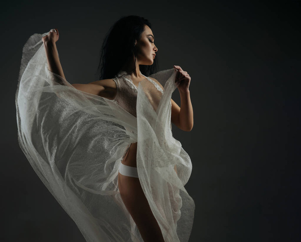 lingerie fashion. fashion model in white dressing gown. woman in sensual lingerie. lingerie fashion for sexy female. Best lingerie fashion for you - Фото, изображение