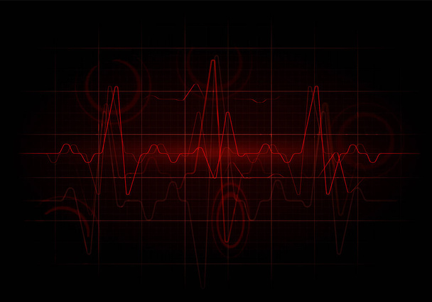 Červená sinusová linie. Zemětřesení seismické aktivity pozadí obrázek - Vektor, obrázek