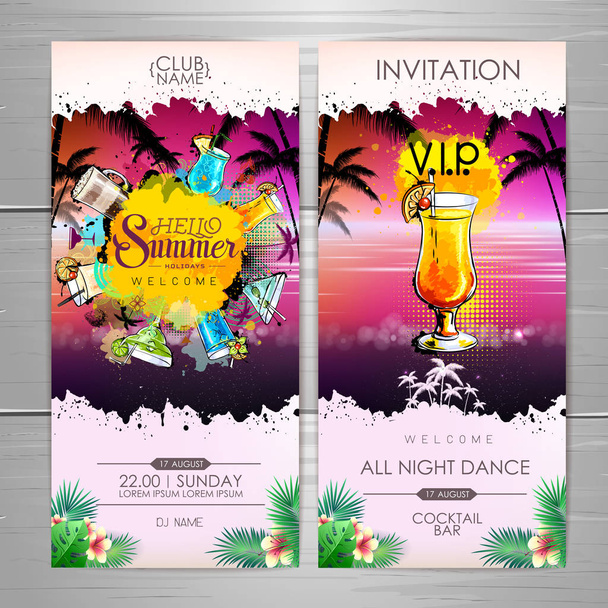 Summer Cocktail party poster design. Cocktail menu. Invitation design - Vector, Image