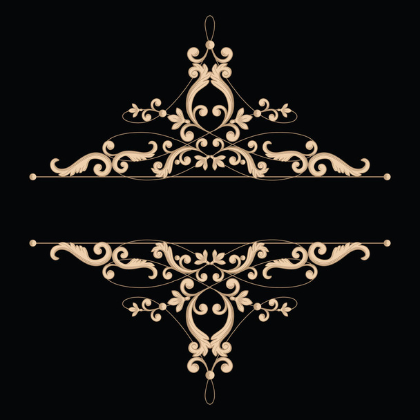 Divider or frame in calligraphic retro style isolated on black background. - Vetor, Imagem