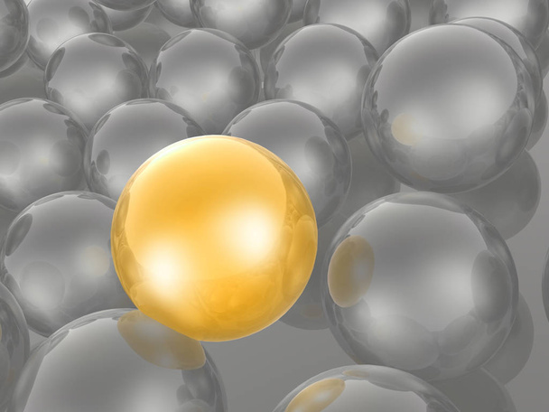 Yellow and grey spheres as abstract background, 3D illustration. - 写真・画像