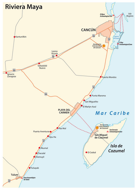 Векторная карта Ривьера Майя, Quintana roo, Мексика
  - Вектор,изображение