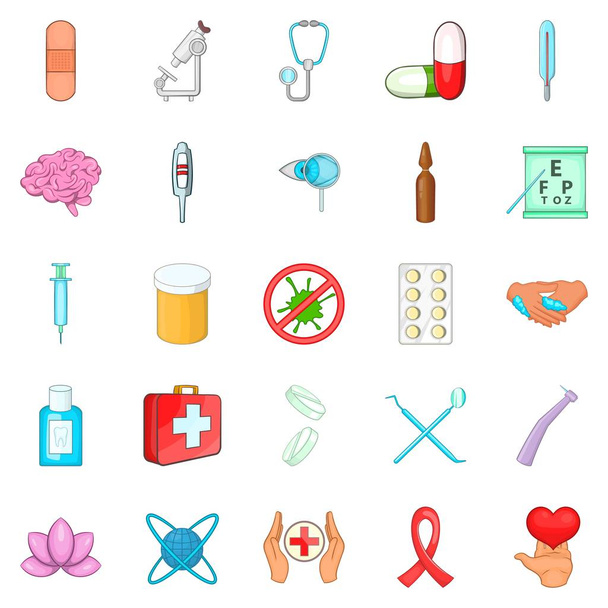 Clinic icons set, cartoon style - Vector, Image
