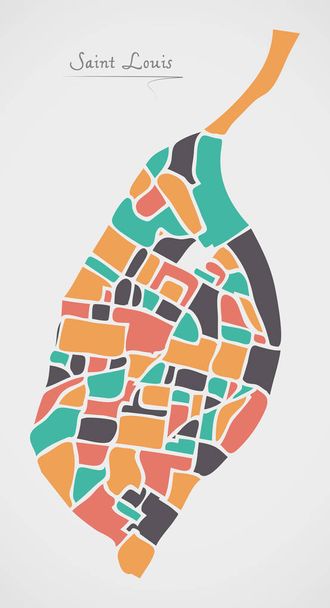 Saint Louis Missouri Mapa con barrios y formas redondas modernas
 - Vector, imagen