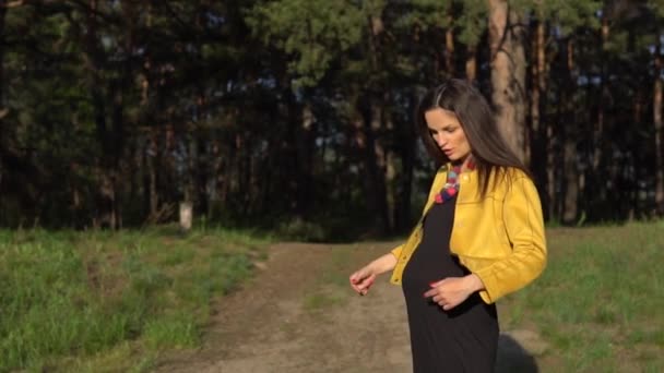 woman touching her pregnant belly - Footage, Video