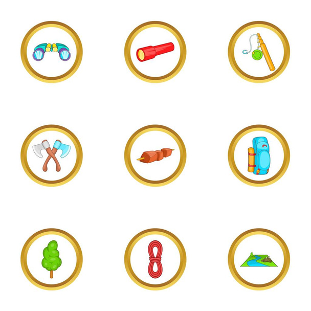 Camping things icons set, cartoon style - ベクター画像
