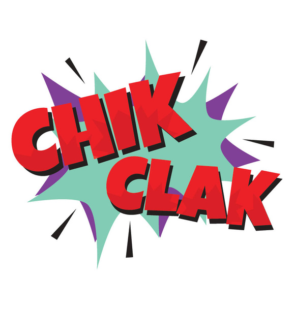 Chik clak взрывное описание звука с помощью поп-арт комикса пузырь
  - Вектор,изображение