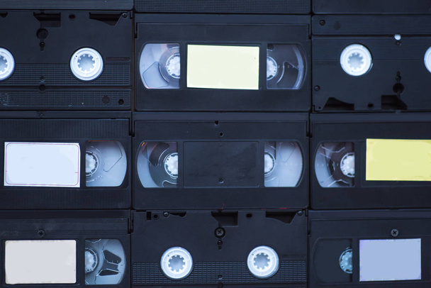 Wall from bricks in the form of VHS videotapes - Fotoğraf, Görsel