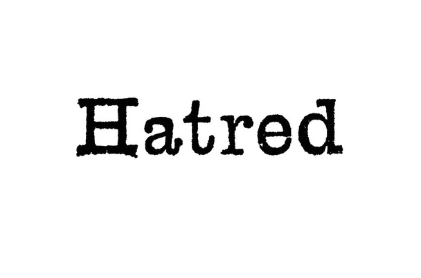 Het woord haat van een schrijfmachine op een witte achtergrond - Foto, afbeelding
