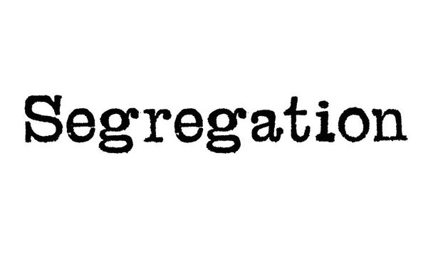 Od słowa segregacji z maszyny do pisania na białym tle - Zdjęcie, obraz