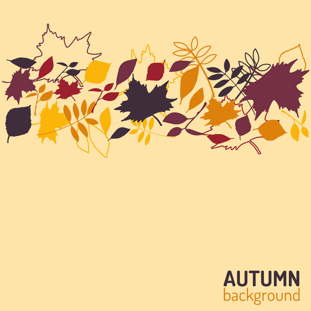 Autumn background with fallen leaves. Vector illustration of flyer design with place for text. - Vector, Image