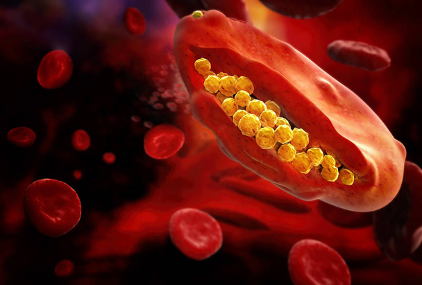Sıtma virüs hücre - 3d çizim - Fotoğraf, Görsel