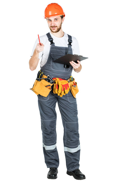 The builder writes to the clipboard. isolated on white background. - 写真・画像