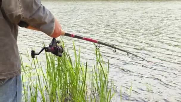 Angler with fishing rod - Footage, Video
