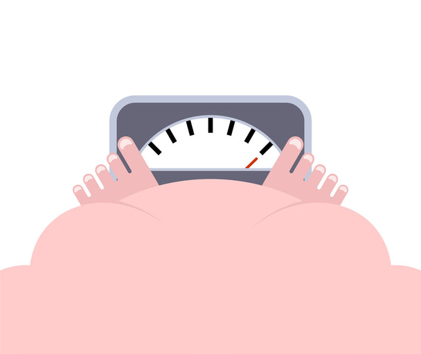 Fat man on scales top view. Vector illustratio - Vector, Image