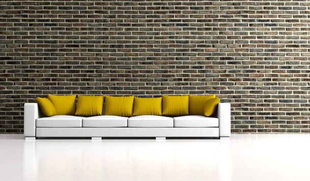 Interior design modern bright room with white sofa - Fotó, kép