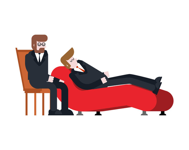 Reception of psychotherapist. Businessman and psychologist. Vector illustration - Vector, Image