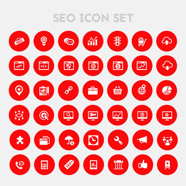 Conjunto de iconos de diseño plano de moda grandes SEO. Ilustración vectorial
 - Vector, imagen