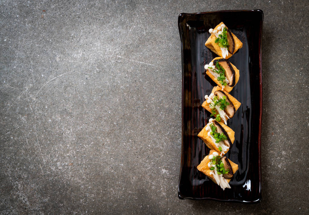 Grilled Tofu with Shitake Mushroom and Golden Needle Mushroom - healthy, vegan or vegetarian food style - Photo, Image