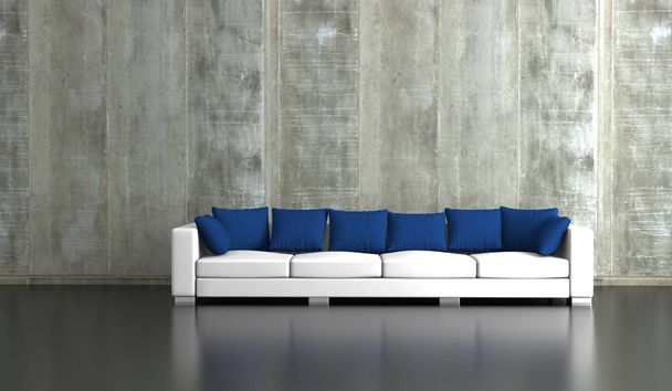 Interior design modern bright room with white sofa - Φωτογραφία, εικόνα