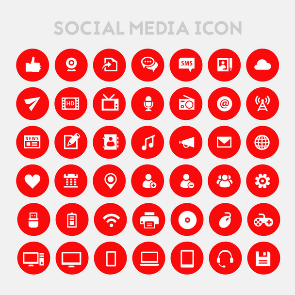 Conjunto de iconos de diseño plano de moda para grandes redes sociales. Ilustración vectorial
 - Vector, imagen