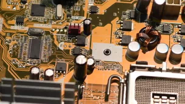 close up on a modern computer motherboard. 4K Ultra HD Video - Footage, Video