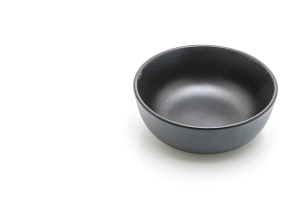 empty black plate and bowl isolated on white background - Valokuva, kuva