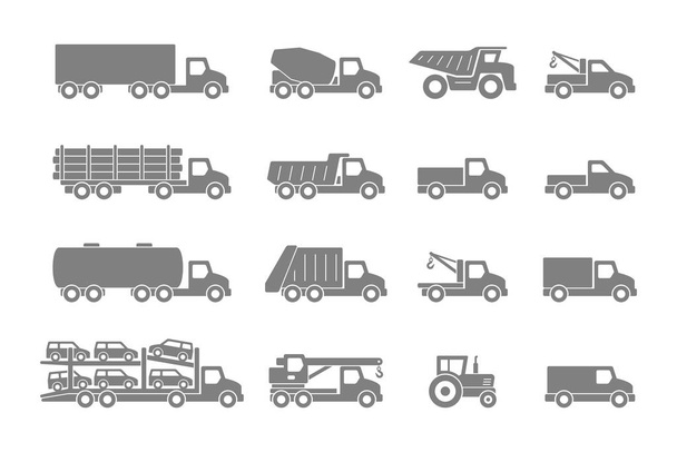 Trucks in Gray. isolated on white background - Vector, Image